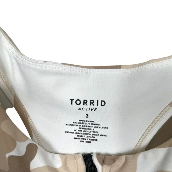 Torrid Active Sports Bra Size 3 US 3X Beige Camouflage Light Support Wireless - Picture 4 of 8